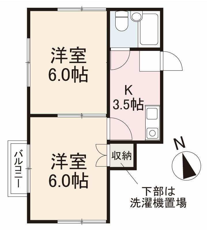 FKビル(2DK/3階)の間取り写真