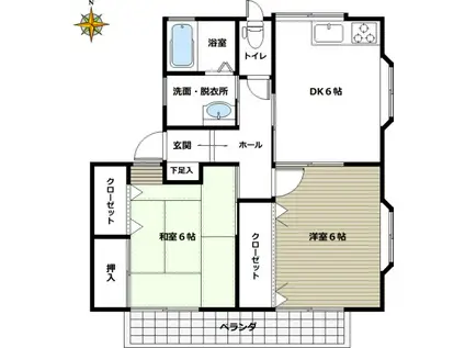 琴浦町浦安たんぽぽ(2DK/1階)の間取り写真