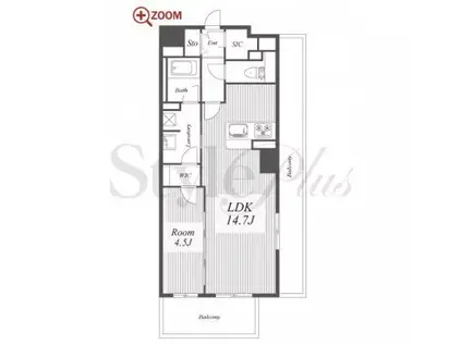 ロイヤルパークスERささしま(1LDK/5階)の間取り写真