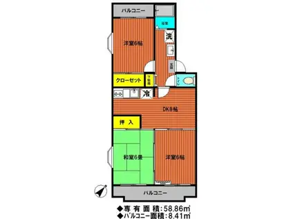 フレアーマンションオオツカ(3DK/2階)の間取り写真