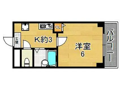 エストマーレ鶴見二番館(1K/3階)の間取り写真