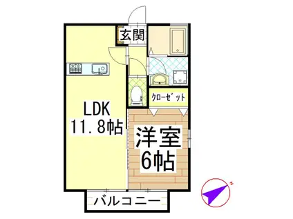 ARCADIA AI(1LDK/1階)の間取り写真