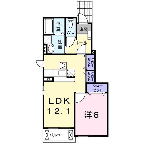 フォーゲルB(1LDK/1階)の間取り写真
