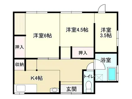 永黒1丁目長屋(2SK/1階)の間取り写真