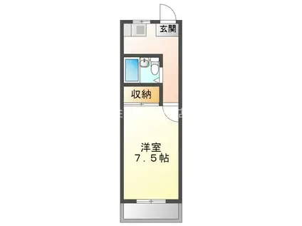 シャトルジュン(1K/2階)の間取り写真