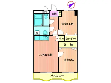 HASHIMOTO GARDEN COURT(2LDK/3階)の間取り写真