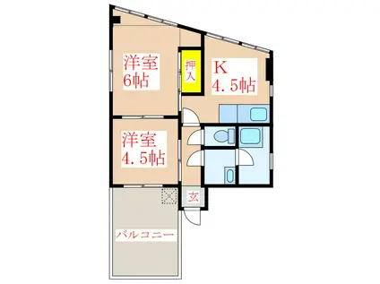 KAYOKOビル(2K/4階)の間取り写真