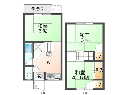 青山アパート(3K/1階)の間取り写真