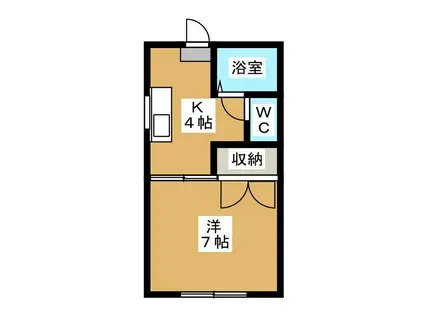 柏峰ハイツ(1K/1階)の間取り写真