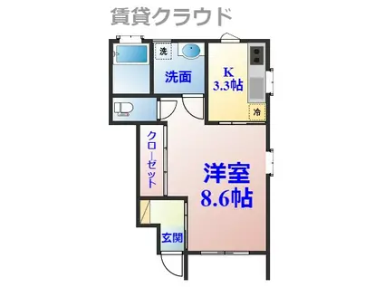 宮崎レジデンス(1K/1階)の間取り写真