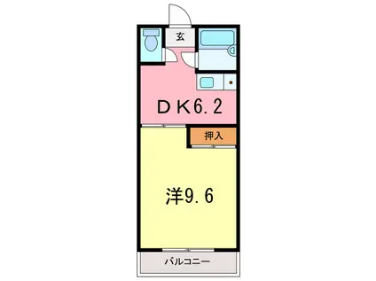 名鉄三河線 刈谷市駅 徒歩7分 4階建 築34年(1DK/3階)の間取り写真