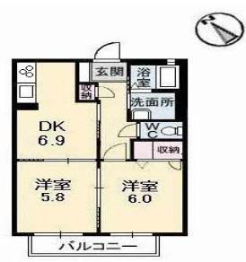 リヴィエール(2DK/2階)の間取り写真