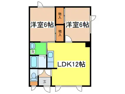 ＪＲ釧網本線 釧路駅 車で23分 2階建 築33年(2LDK/1階)の間取り写真