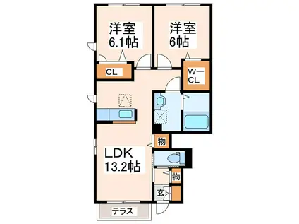 フォレナミユキ(2LDK/1階)の間取り写真