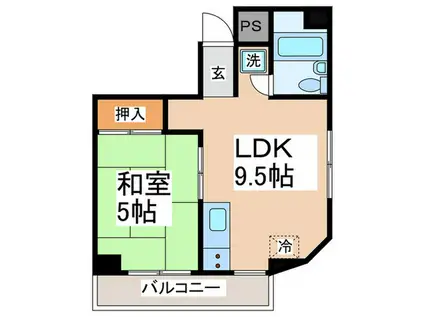 リライズ東大和(1LDK/3階)の間取り写真