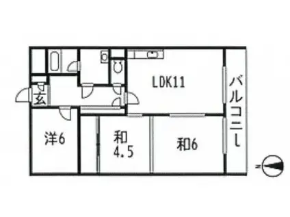 ラポール原田(3LDK/1階)の間取り写真