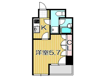 グランフォース五反田(1K/4階)の間取り写真