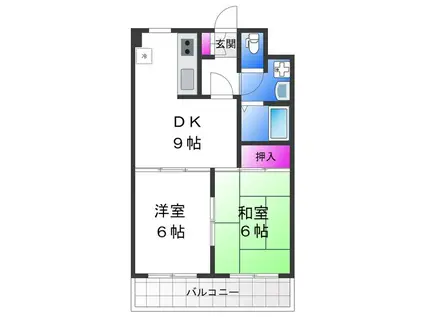 レインボーコートパートI(2DK/2階)の間取り写真