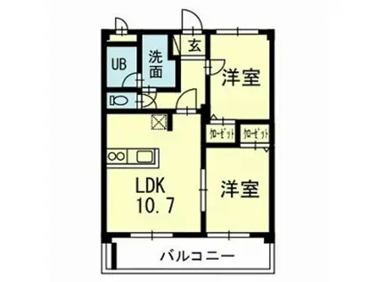 るりハイツ(2LDK/2階)の間取り写真