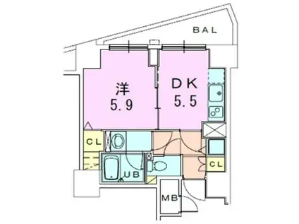 銀座レジデンス伍番館(1DK/8階)の間取り写真