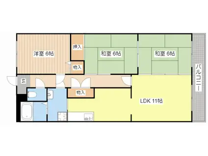 びわこマンション(3LDK/5階)の間取り写真