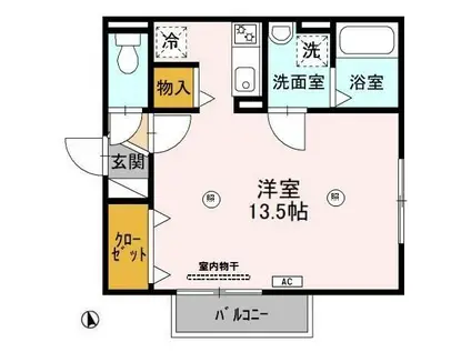 リビングタウン文京 D(ワンルーム/2階)の間取り写真
