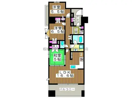 BRILLIA大山町(3LDK/6階)の間取り写真