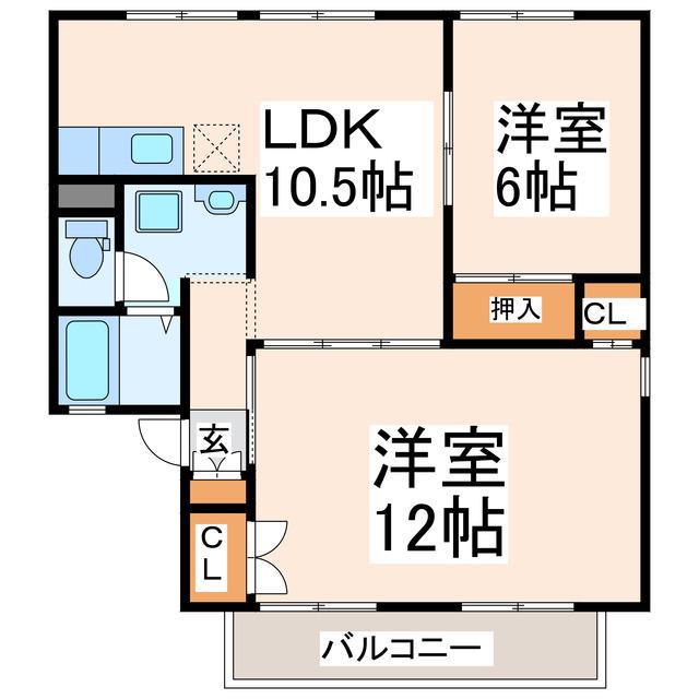 セジュールHAYASHI(2LDK/2階)の間取り写真