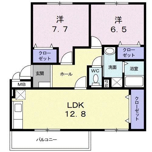 メゾンプルミエールIV(2LDK/1階)の間取り写真