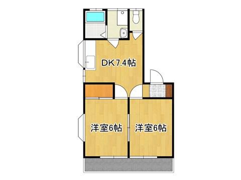 コーポ西甲 A(2DK/2階)の間取り写真