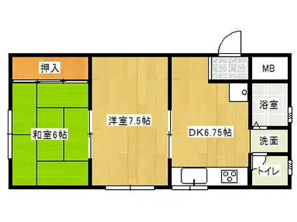 長沢マンション(2DK/3階)の間取り写真