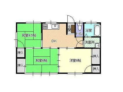 桝形コーポ(3DK/1階)の間取り写真