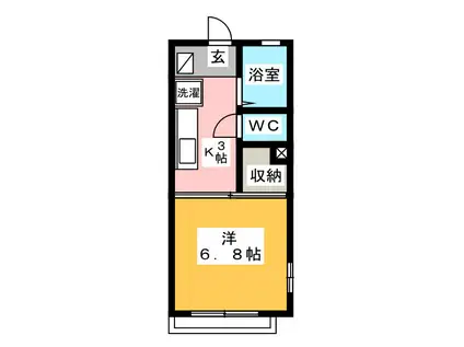 GフィールドII(1K/1階)の間取り写真