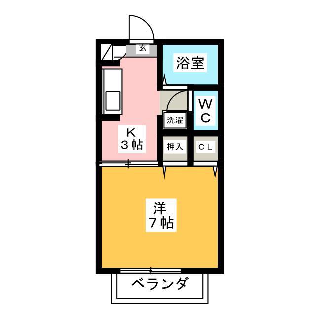 レジデンス辻(1K/1階)の間取り写真