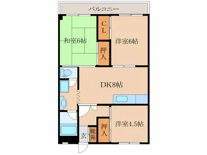 共栄コーポ(3DK/2階)の間取り写真