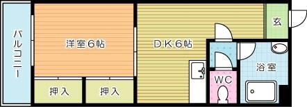 渡辺興産ビル(1DK/4階)の間取り写真