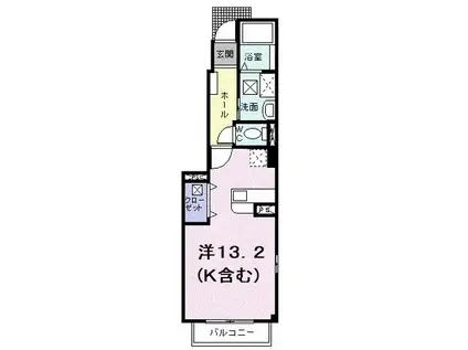 ＪＲ福塩線 駅家駅 徒歩13分 2階建 築21年(ワンルーム/1階)の間取り写真