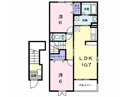 ジャン・ピュールV(2LDK/2階)の間取り写真