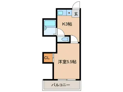 ハイツヒトヨシ(1K/3階)の間取り写真