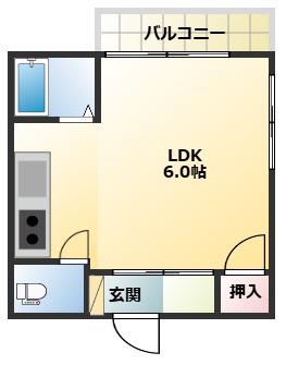 ナカイビル(1K/4階)の間取り写真