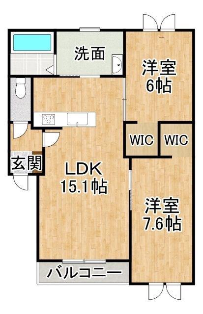 NICO(2LDK/1階)の間取り写真