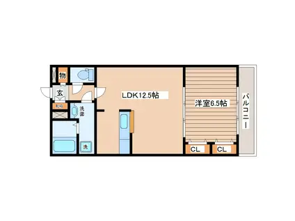 セロー明通館(1LDK/1階)の間取り写真