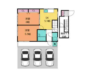 石出アパート(2DK/2階)の間取り写真