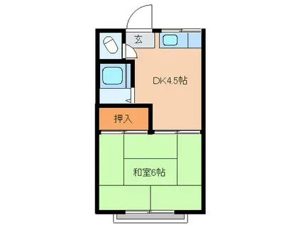 渡辺ハウス(1DK/2階)の間取り写真