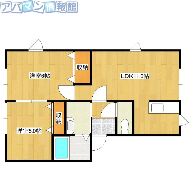 坂の上ハウス(2LDK/2階)の間取り写真
