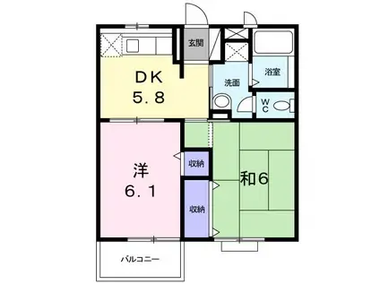 CHERRY STREETI(2DK/2階)の間取り写真