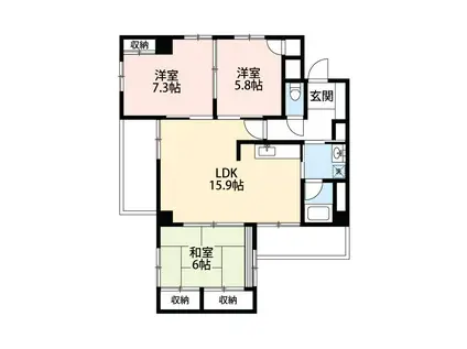 ナチュールプレイスI(3LDK/2階)の間取り写真