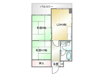 甲南第2兵庫コーポラス(2LDK/3階)の間取り写真