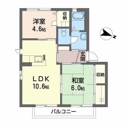 シャーメゾンさくら坂(2LDK/2階)の間取り写真