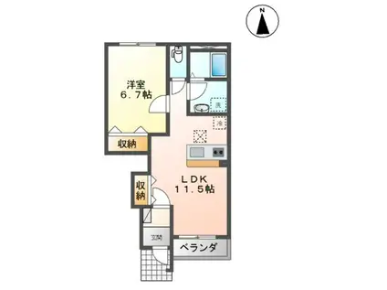 アルファス(1LDK/1階)の間取り写真